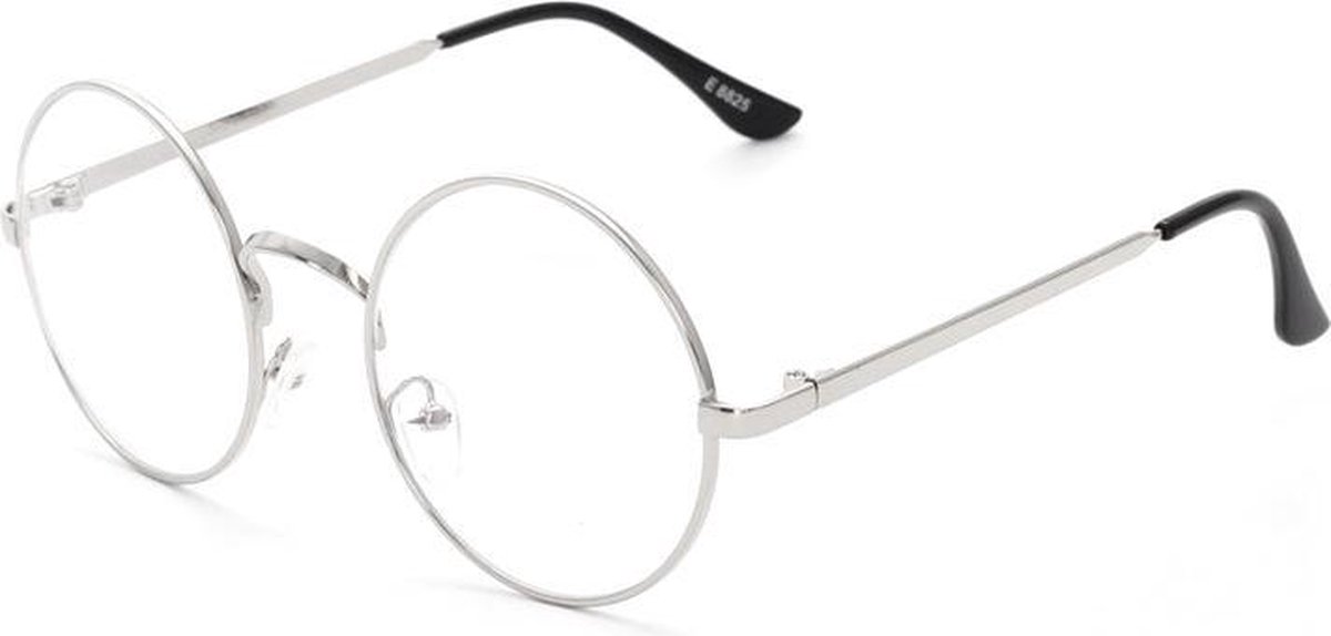 Retro Round Bril | Rond Zilver | Bril zonder sterkte | 50 mm